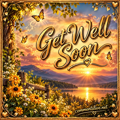 Golden Lakeside Greeting Image