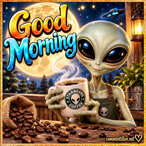 Alien With Coffee