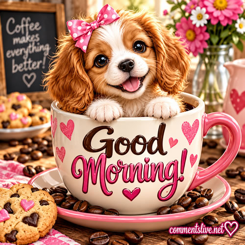 Morning Dog In Cup