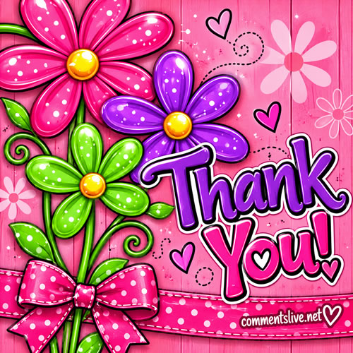 Pink Floral Thamk You Image